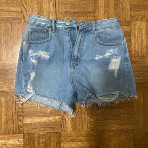 Glassons- Destroyed Mom Shorts Blue